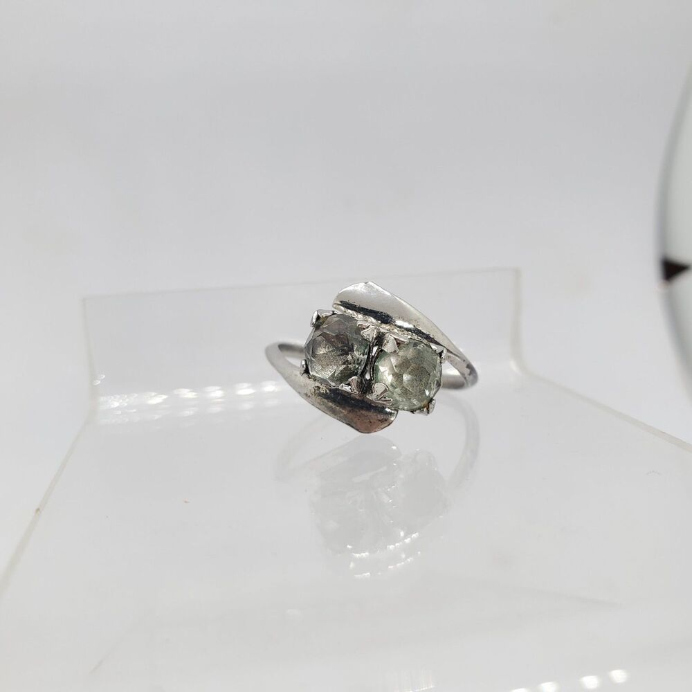 Vintage McGrath Hamin 1950s Size 9.75 Sterling Silver and CZ Ring